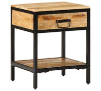 vidaXL Bedside Table Brown 40 x 35 x 50 cm Solid Mango Wood and Metal, Rustic Ma