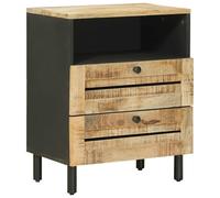vidaXL Bedside Table Brown and Black 50 x 33 x 60 cm Solid Mango Wood, Modern Be