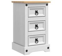 vidaXL Bedside Table Corona White 35 x 32.5 x 58 cm Solid Pine Wood, Compact Pin