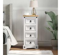 vidaXL Bedside Table Corona White 35 x 32.5 x 74 cm Solid Pine Wood