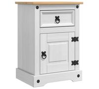 vidaXL Bedside Table with Drawer White 45 x 35 x 64 cm Solid Pine Wood