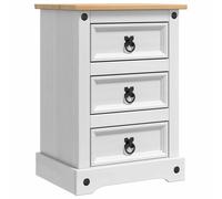 vidaXL Corona 3 Drawer White Solid Pine Wood Wide Bedside Table - Wilko