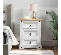 vidaXL Bedside Table Corona White 53 x 39 x 66 cm Solid Pine Wood