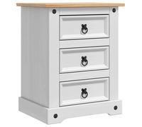 vidaXL Bedside Table Corona White 53 x 39 x 66 cm Solid Pine Wood, Stylish Night