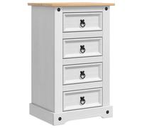vidaXL Bedside Table with Drawer White 53 x 39 x 84 cm Solid Pine Wood