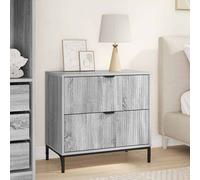 Bedside table Grey Sonoma engineered wood 63.5x36x61cm 2-drawer matte black legs