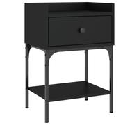 vidaXL Bedside Table in Black - Engineered Wood and Iron Frame - Adjustable Feet - Multiple Storage for Bedroom - Assembly Required