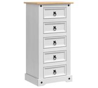 vidaXL Bedside Table White 53 x 39 x 103 cm Solid Pine Wood, Bedroom, Rectangular Design, Durable Material, Stylish Furniture, Organizing Solutions, Elegant Accessories for Comfort