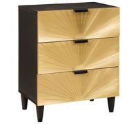 vidaXL Bedside Table with Drawer Black and Gold 50 x 33 x 60 cm, Modern Rectangu