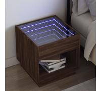 vidaXL Bedside Table with Infinity LED Brown Oak 50x50x50 cm