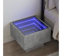 vidaXL Bedside Table with Infinity LED Concrete Grey 40x40x30 cm, Grey