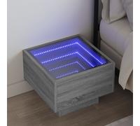 vidaXL Bedside Table with Infinity LED Grey Sonoma 40x40x30 cm