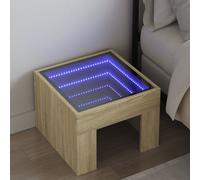 vidaXL Bedside Table with Infinity LED Sonoma Oak 40x40x30 cm