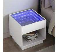 vidaXL Bedside Table with Infinity LED White 50x50x50 cm
