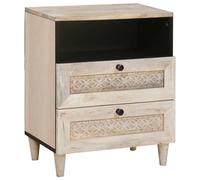 vidaXL Bedside Table with Shelf Beige 50 x 33 x 60 cm Solid mango wood