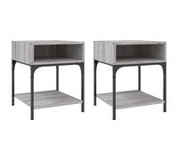 vidaXL Bedside Tables 2 pcs, Bedside Cabinet for Bedroom, Side Table with Storage, Nightstand, Industrial Style, Grey Sonoma Engineered Wood