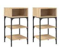 Vidaxl Bedside Tables 2 Pcs Sonoma Oak 35X34.5X70 Cm Engineered Wood, Brown