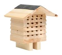 vidaXL Solid Firwood Bee Hotel Pet Supply Small Animal Habitat Bug Nesting Hotel Shelter Wooden Insect House Mason Bee System Garden Nest Box