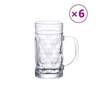 vidaXL Beer Mugs with Handle Glass Tumbler Beer Glasses Glass 6 pcs 500 ml