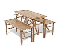 vidaXL Beer Table with 2 Benches 100 cm Bamboo UK HOT