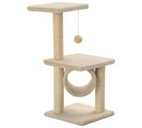 vidaXL 65cm Beige Cat Tree with Sisal Scratching Posts
