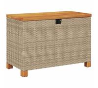 vidaXL Garden Storage Box Beige 80x40x48 cm Poly Rattan Acacia Wood NEW