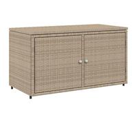 vidaXL Beige Poly Rattan Garden Storage Cabinet - Weather-Resistant Outdoor Box with Ample Space and Powder-Coated Steel Frame