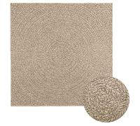 vidaXL Beige Square Rug - Indoor/Outdoor Carpet - Jute Look - 120x120 cm PP Floor Mat for Garden, Patio, Balcony, and Living Room