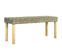 Vidaxl Bench 110 Cm Natural Kubu Rattan And Solid Mahogany Wood