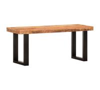 Vidaxl Bench 110 Cm Solid Rough Mango Wood And Steel, Brown
