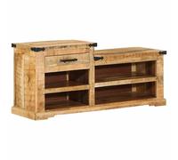 vidaXL Bench with Drawer Brown 110 x 35 x 50 cm Rough Mango