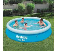 vidaXL Bestway Fast Set Inflatable Swimming Pool Round 366x76 cm 57273, SKU: 91602 Blue 366 x 76