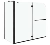 vidaXL Bi-Folding Shower Enclosure with Black Finish, Single-Layer Safety Glass, Easy Access Folding Design, Premium Aluminium Alloy and Stainless Steel, Includes Mounting Materials