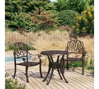 vidaXL Biatro Set 3 Piece Cast Aluminium Bronze Garden Balcony Patio Furniture
