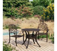 vidaXL Biatro Set 3 Piece Cast Aluminium Bronze Garden Table Chairs Furniture