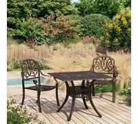 vidaXL Biatro Set 3 Piece Cast Aluminium Bronze Table Chairs Balcony Garden