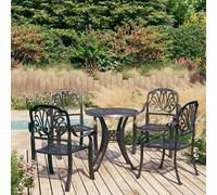 vidaXL Biatro Set 5 Piece Cast Aluminium Black Balcony Table and Chairs Patio