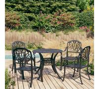 vidaXL Biatro Set 5 Piece Cast Aluminium Black Table and Chairs Garden Patio