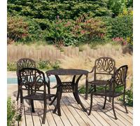 vidaXL Biatro Set 5 Piece Cast Aluminium Bronze Table and Chairs Garden Patio