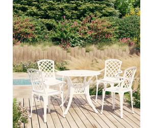 vidaXL Biatro Set 5 Piece Cast Aluminium White Table Chairs Balcony Garden