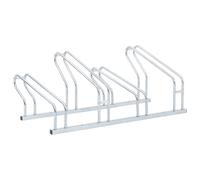 vidaXL Galvanised Steel Bike Rack - Freestanding Indoor/Outdoor Bicycle Stand for 4 Bikes with Space-Saving Wheel Design, Silver