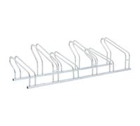 vidaXL Indoor/Outdoor Galvanised Steel Bike Rack - Floor Freestanding Bicycle Stand for 6 Bikes, Silver, 164x41x42cm, Includes Mounting Accessories