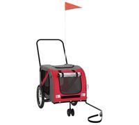 vidaXL Bicycle Trailer Dogs Red and Grey Oxford Fabric and Iron, Bicycle Trailer, Dog Trailer, Bicycle Trailer, Dog Bicycle Trailer