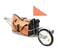 vidaXL Bike Luggage Trailer with Bag Orange and Black UK