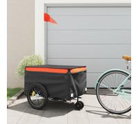 Bike Cargo Trailer Bike Carriage Bicycle Wagon Trailer with Flag Iron vidaXL