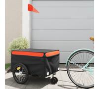 Bike Cargo Trailer Bike Carriage Bicycle Wagon Trailer with Flag Iron vidaXL