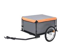 vidaXL Bike Trailer Cargo Bike Wagon Bicycle Trailer Grey and Orange 65 kg
