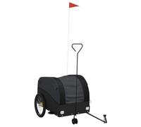 vidaXL Bike Trailer/Cargo Cart/Bicycle Buggy - Black Iron Tow Trailer, 45 kg Capacity, Oxford Fabric, 126x63x63 cm