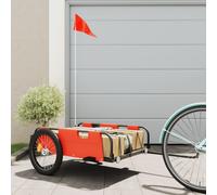 vidaXL Bike Trailer Orange Oxford Fabric and Iron