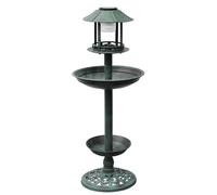 vidaXL Bird Bath/ Feeder with Solar Light, Green